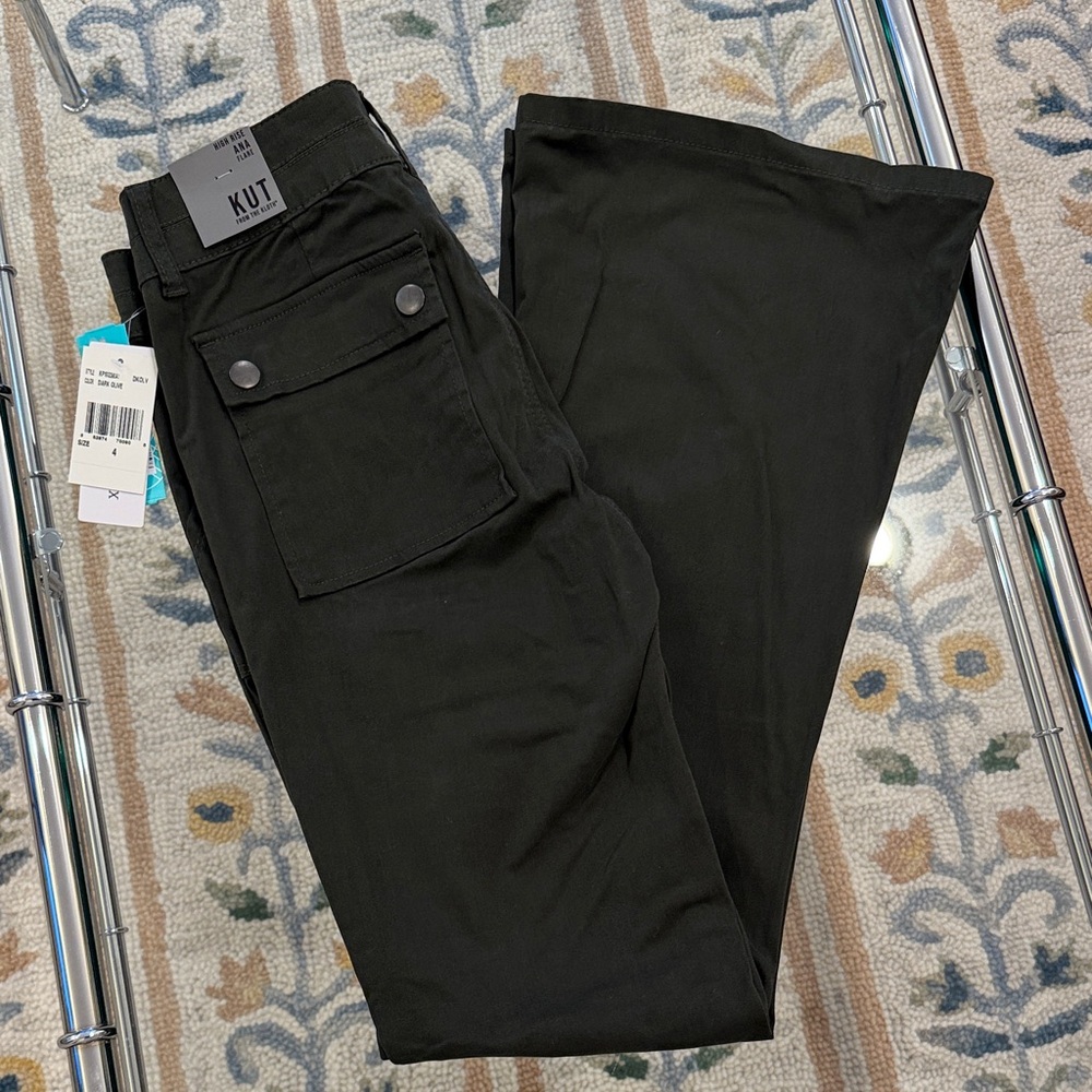 NWT Kut from the Kloth Olive green flare leg jeans